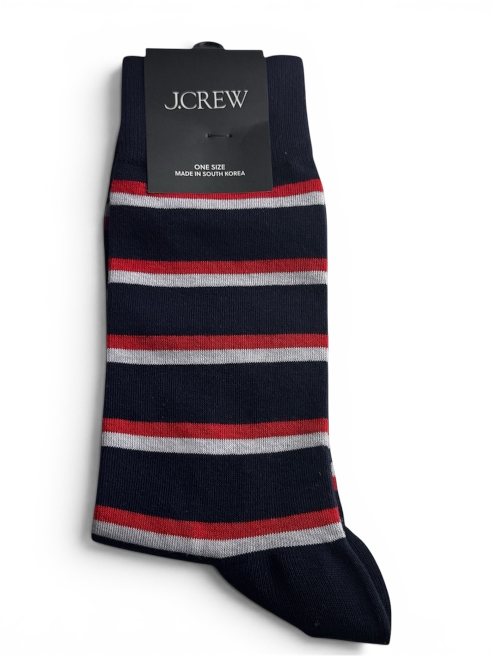 J. Crew Navy Socks with Red & White Stripes Crew Style Preppy Socks New With Tag - Picture 8 of 8